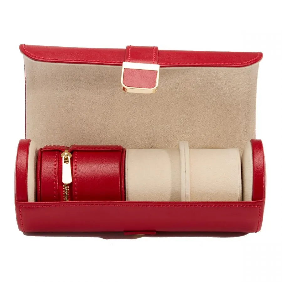 Palermo Double Watch Roll w/ Jewelry Pouch (Red)