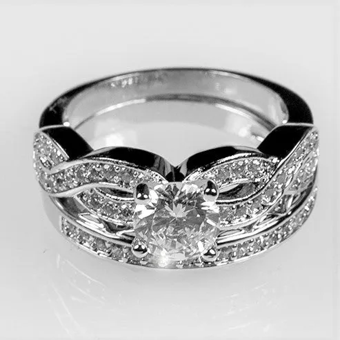 Pana Round Infinity Twist Engagement & Wedding Ring Set | 2.5ct