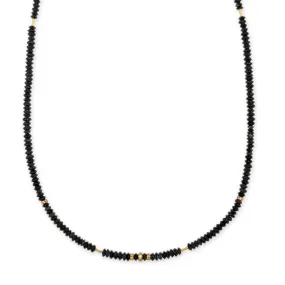 PAVE   GOLD AND BLACK JADE BEADED TOGGLE NECKLACE