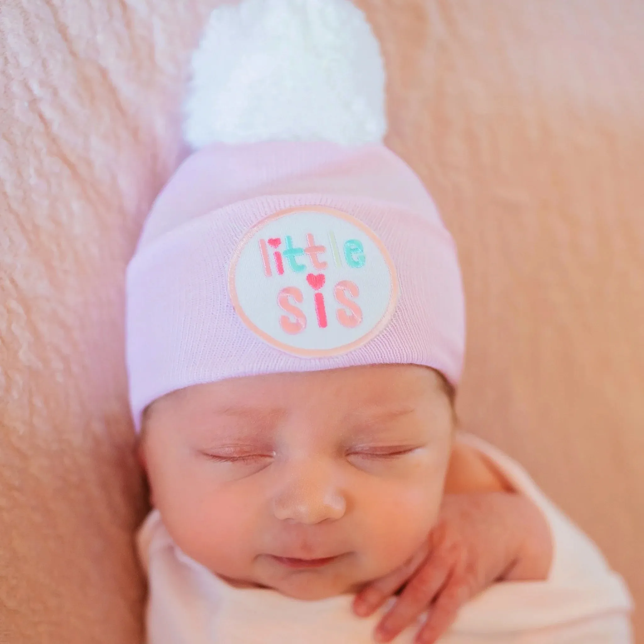 Pink Little Sis Pom Hat