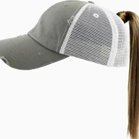 Ponytail Mesh Back Hat - Moss