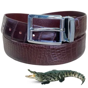 Premium Dark Brown Alligator Belt Men's - Pin Buckle | BE-DAR-03-PIN