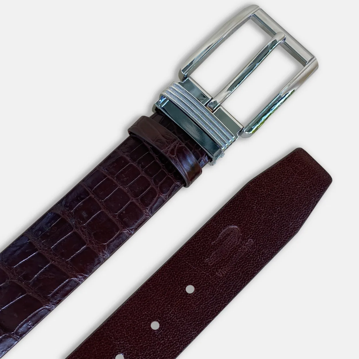 Premium Dark Brown Alligator Belt Men's - Pin Buckle | BE-DAR-03-PIN