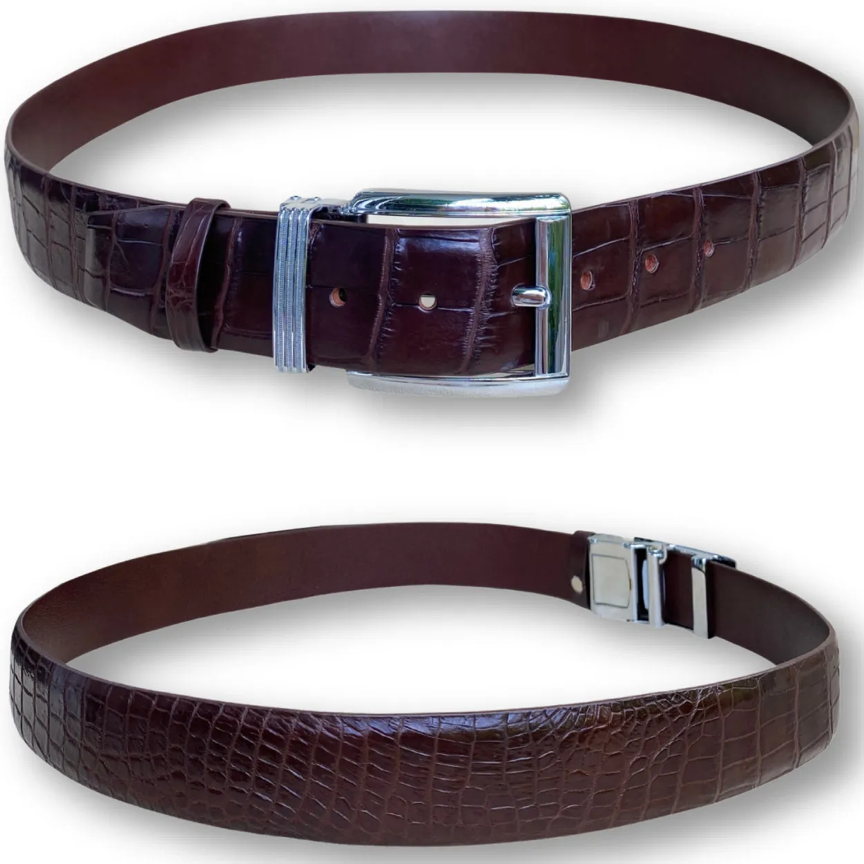 Premium Dark Brown Alligator Belt Men's - Pin Buckle | BE-DAR-03-PIN