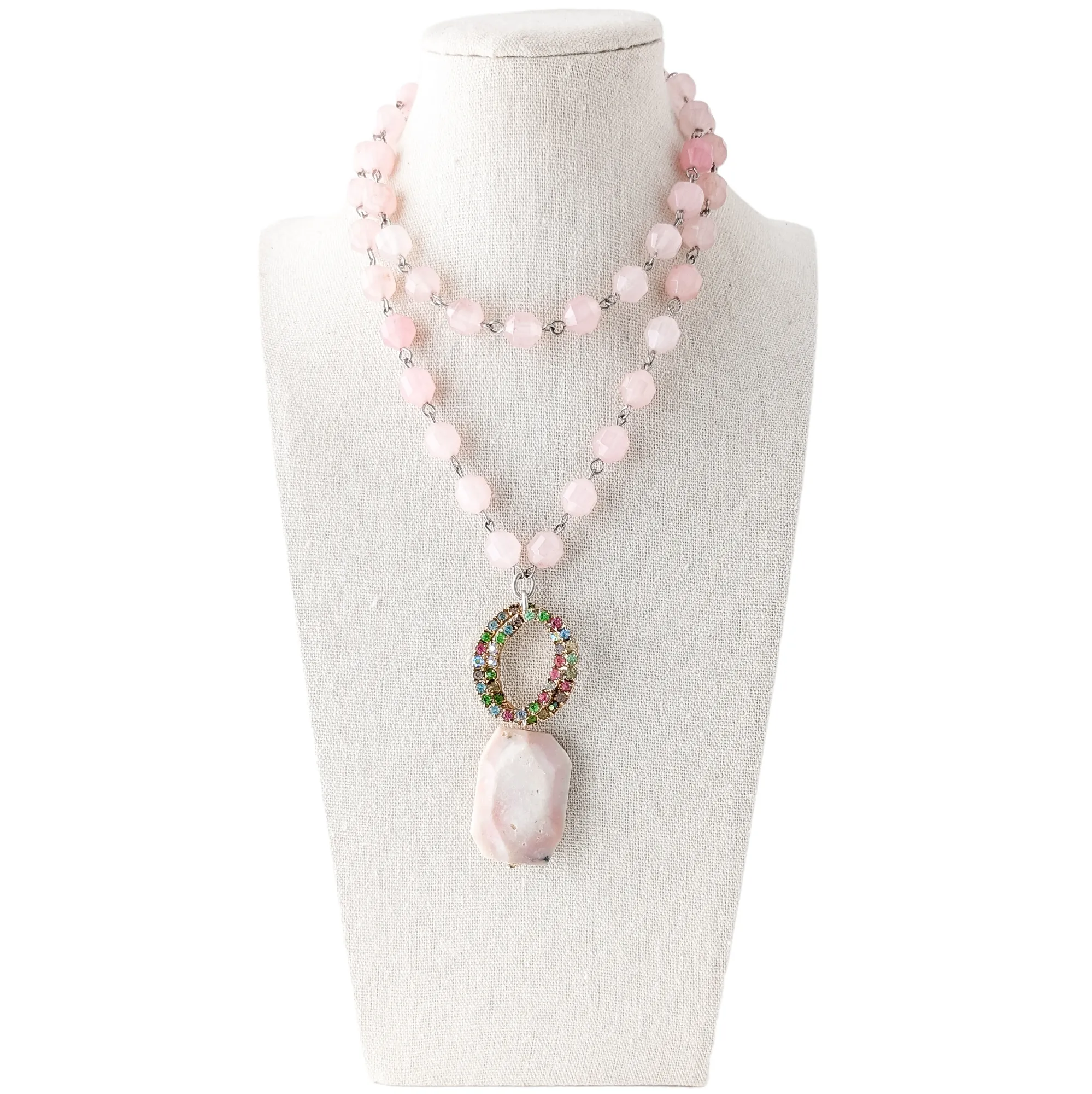 Pretty in Pinks Long Beaded Bauble Necklace