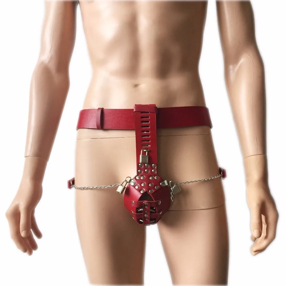 PU Leather Male Metal Bondage Chastity Belt