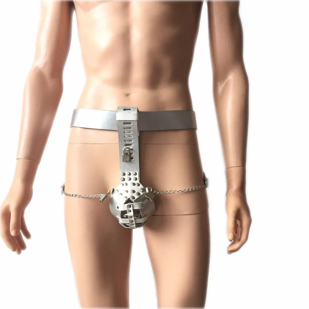 PU Leather Male Metal Bondage Chastity Belt