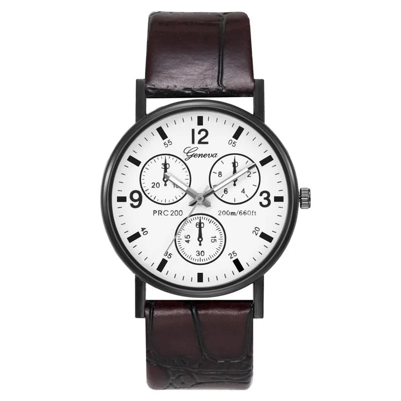 Quartz Watch Classic Fashion Men 'S Leather Belt Watch Three-Eye Blue Light Watch