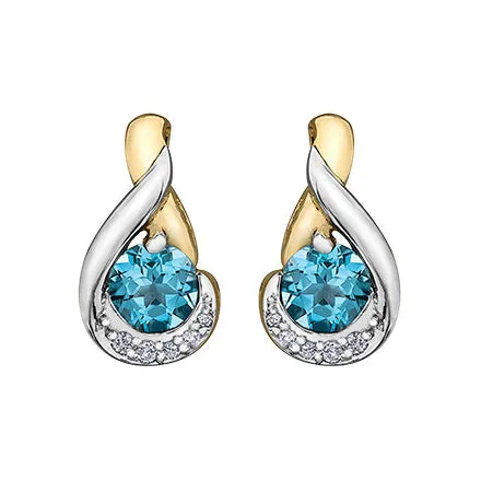 "BELLAS" BLUE TOPAZ/DIAMOND EARRINGS