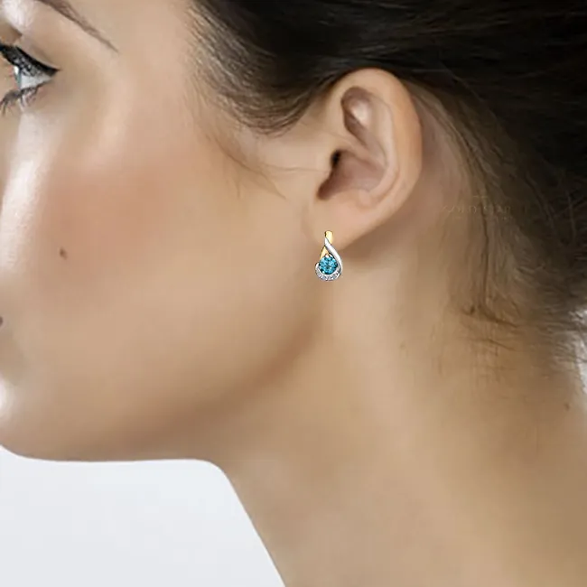 "BELLAS" BLUE TOPAZ/DIAMOND EARRINGS