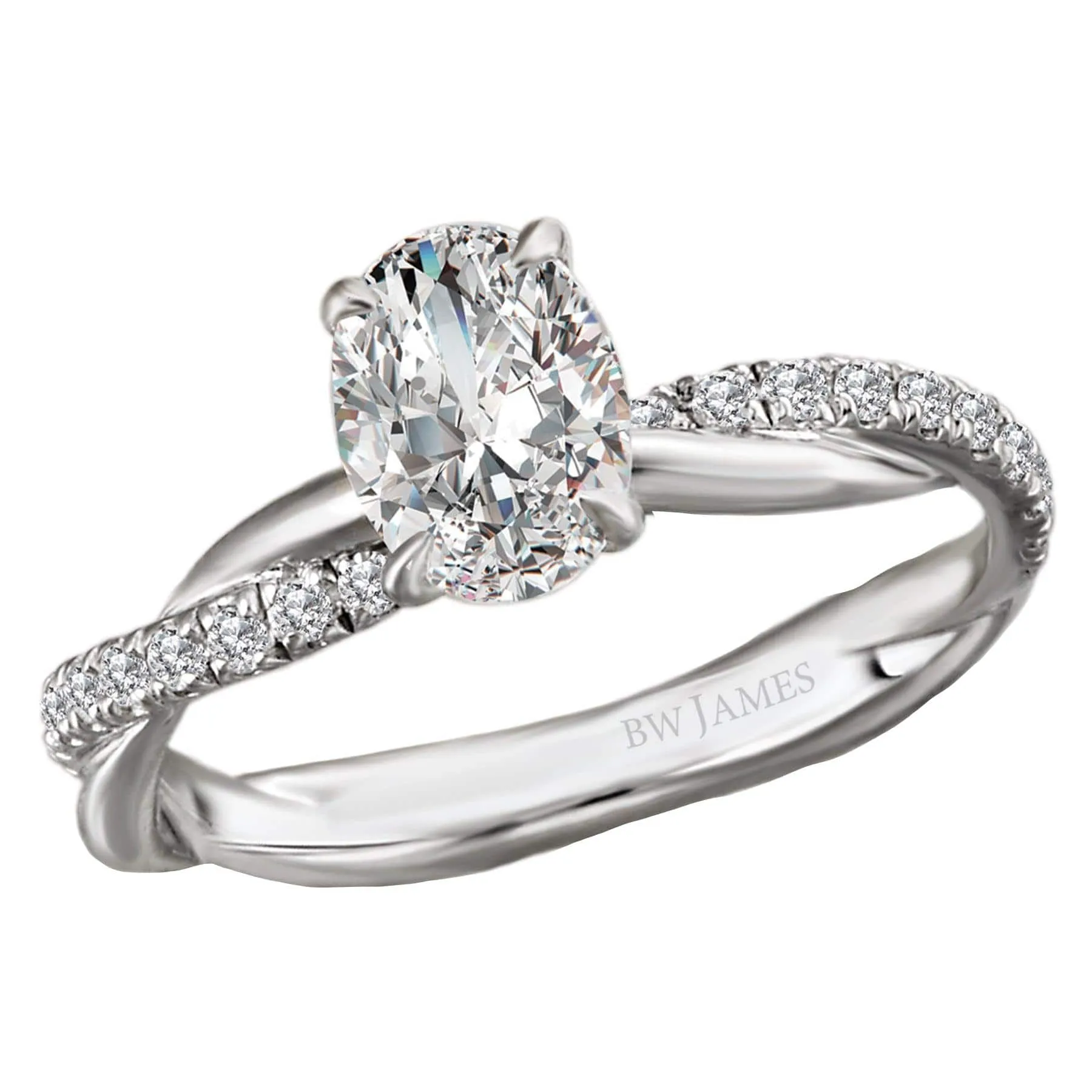 "The Isabel" Twist Oval  Band Semi-Mount Diamond Ring