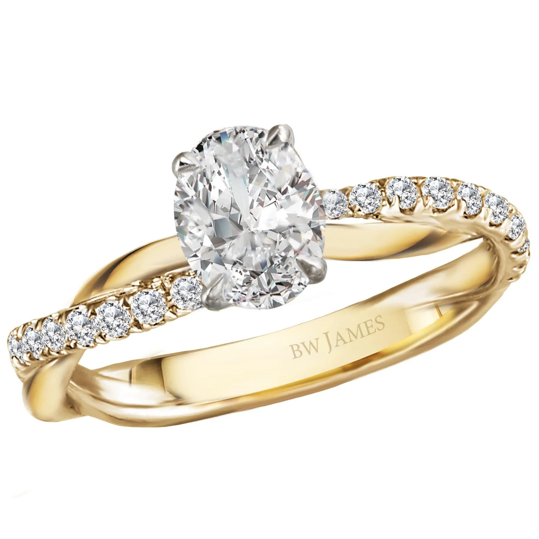 "The Isabel" Twist Oval  Band Semi-Mount Diamond Ring