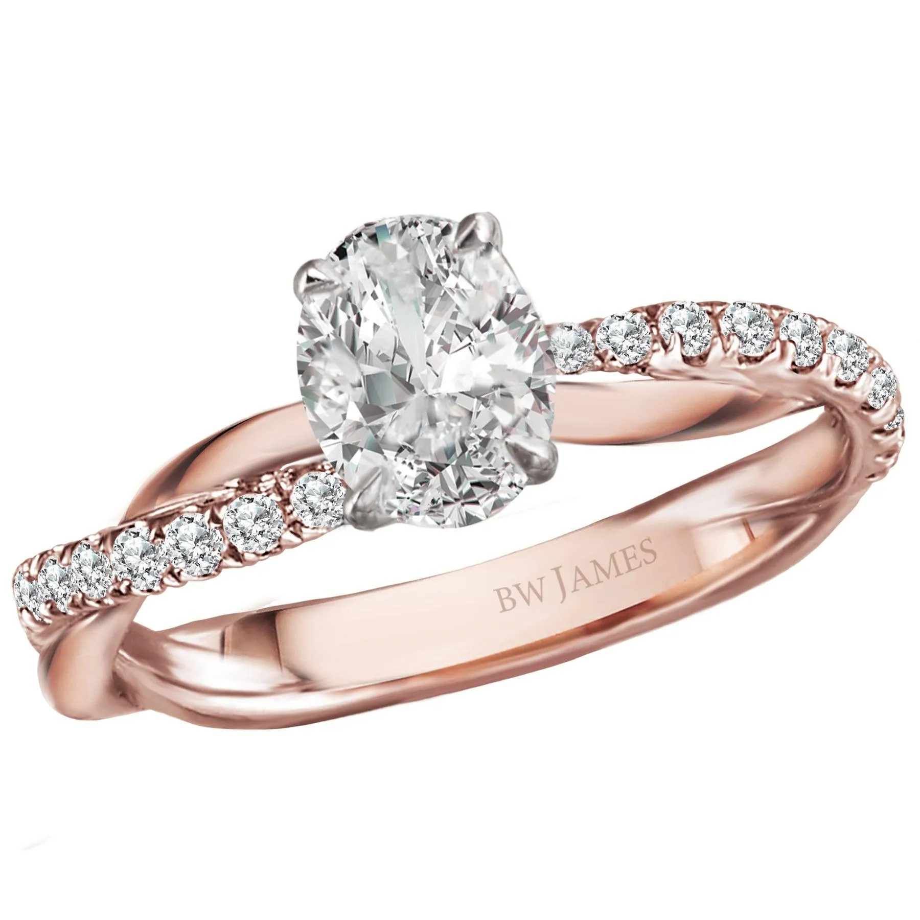 "The Isabel" Twist Oval  Band Semi-Mount Diamond Ring