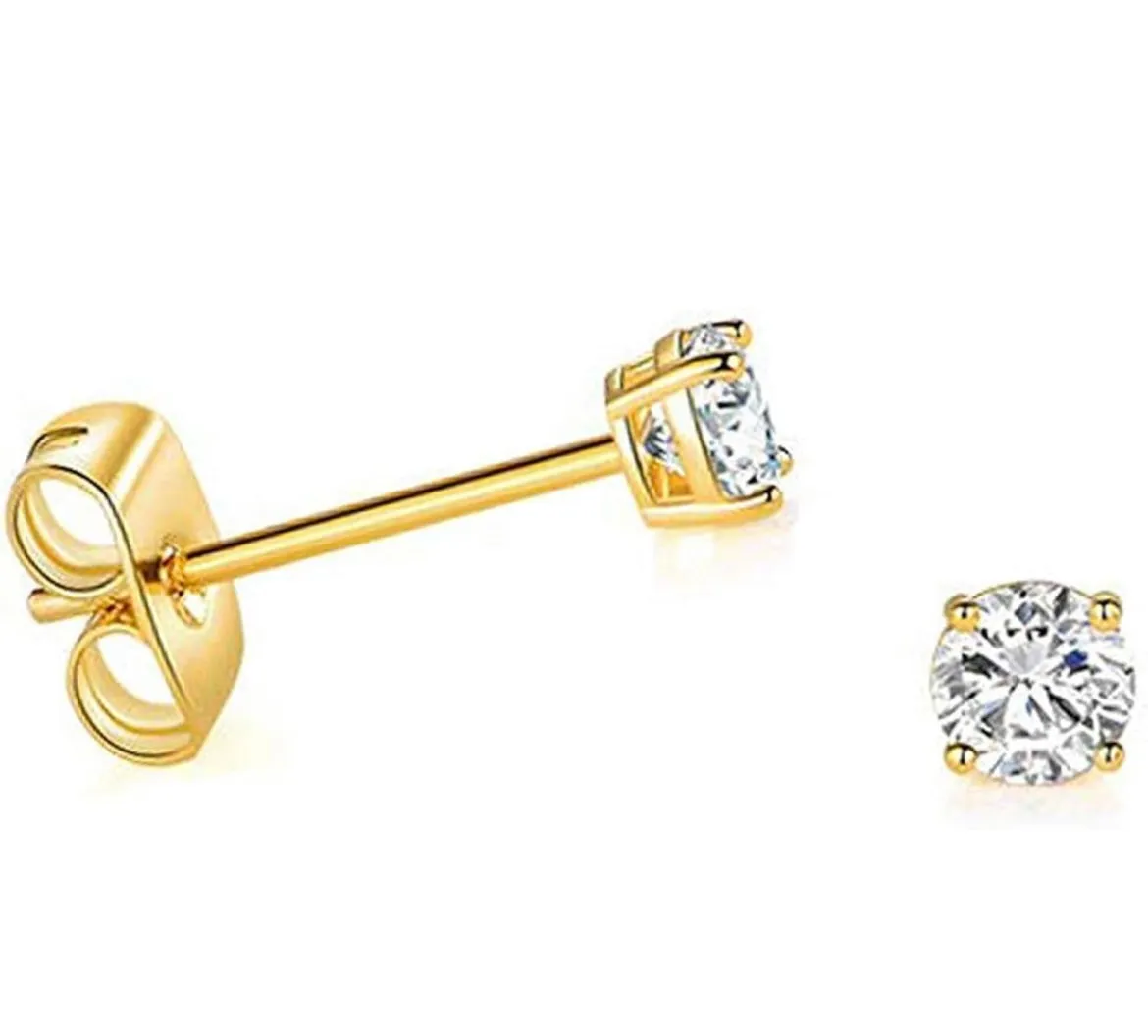 "The Mini" 14K Gold Stud Earrings Created White Topaz