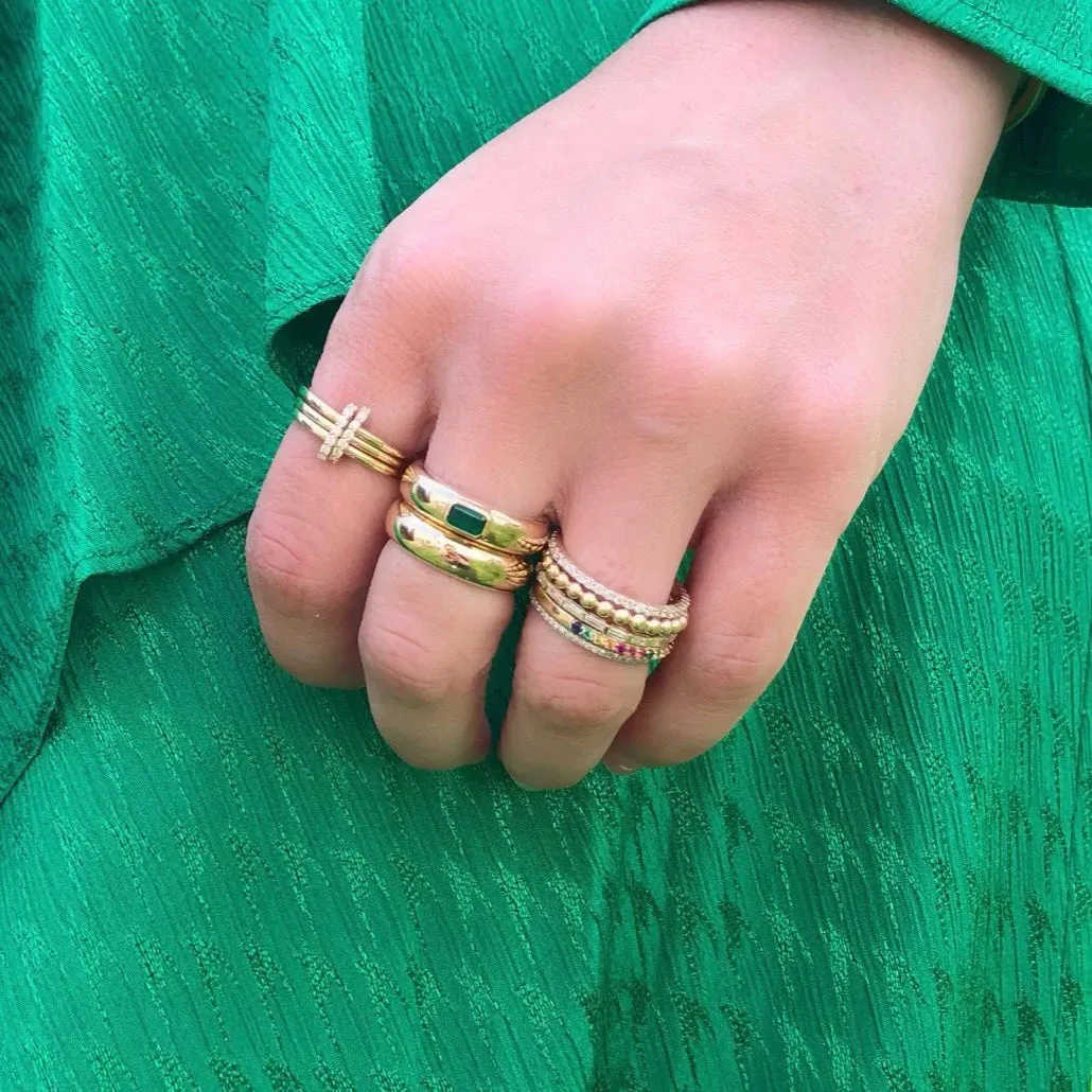 Rachel Reid Burnished Green Emerald Domed Ring