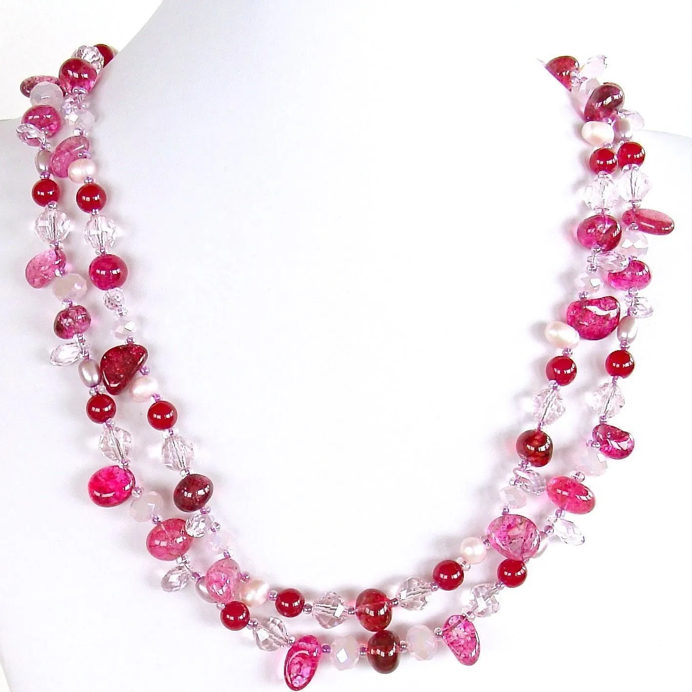 Radiant Treasures: 20.5" Hot Pink Necklace