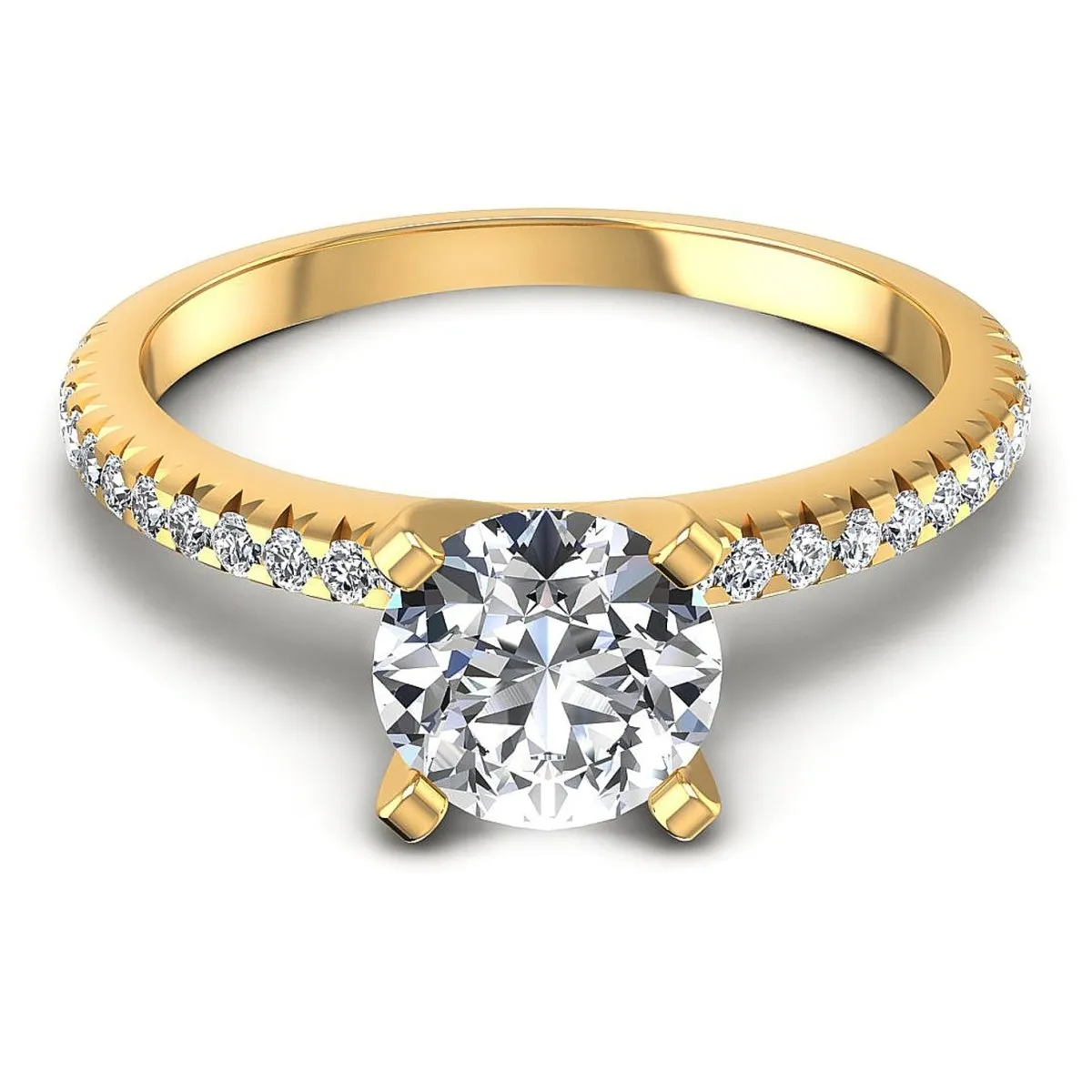 Rare 1.00CT Round Cut Diamond Engagement Ring in 14KT Yellow Gold