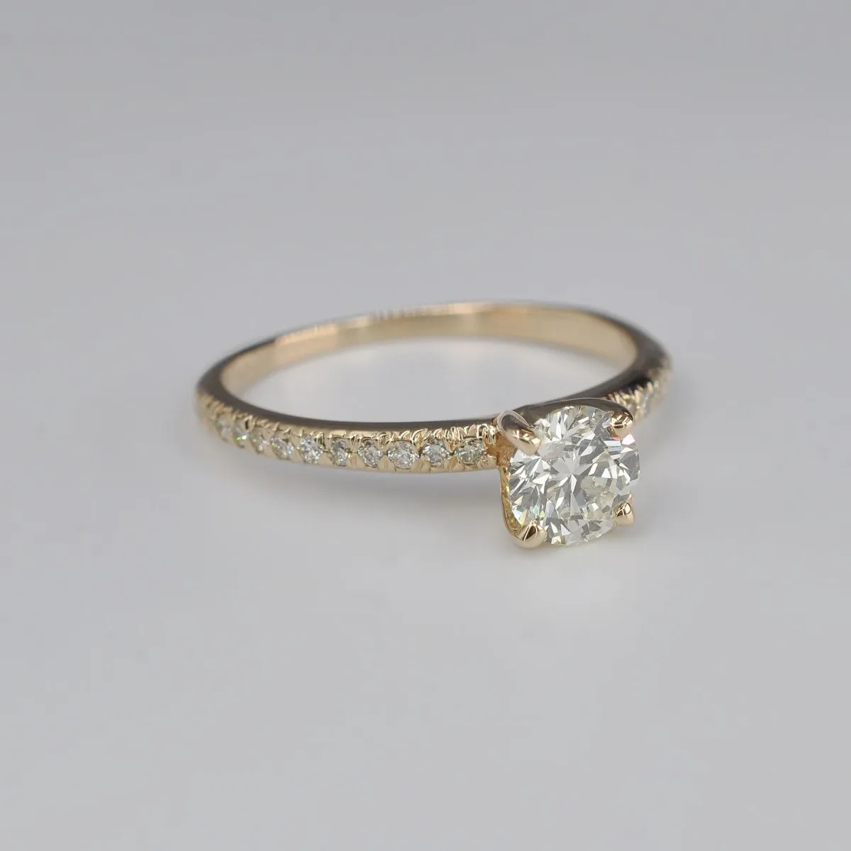 Rare 1.00CT Round Cut Diamond Engagement Ring in 14KT Yellow Gold