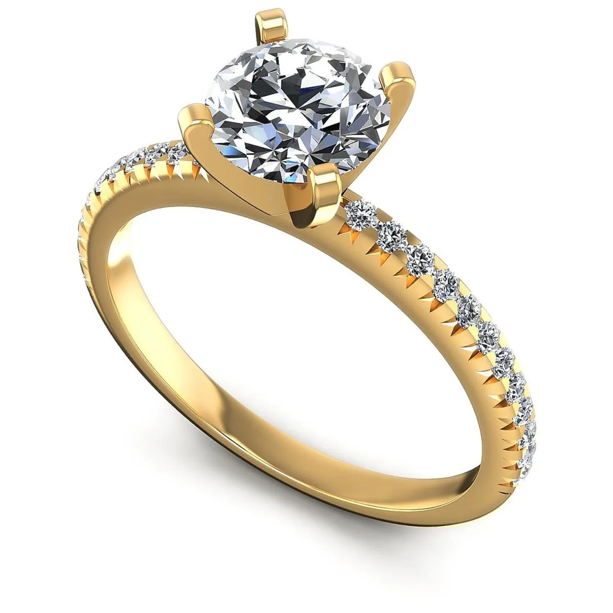 Rare 1.00CT Round Cut Diamond Engagement Ring in 14KT Yellow Gold