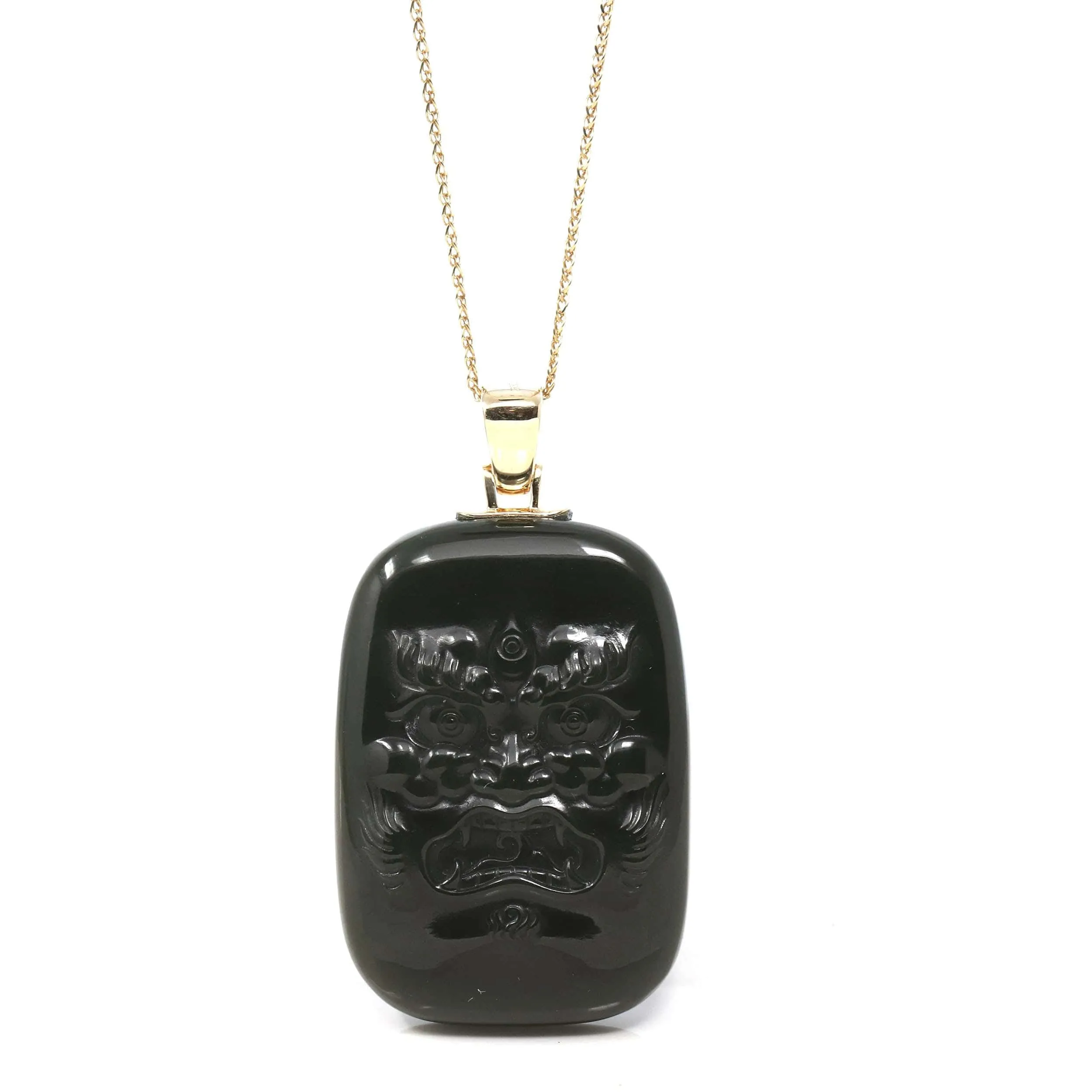 RealJade® 14K Yellow Gold & Black Nephrite Jade " Da Hei Tian " Pendant