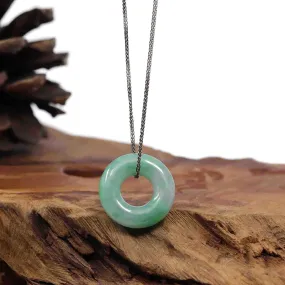 RealJade® Co. "Good Luck Button" Necklace Green Jadeite Jade Pendant For Men