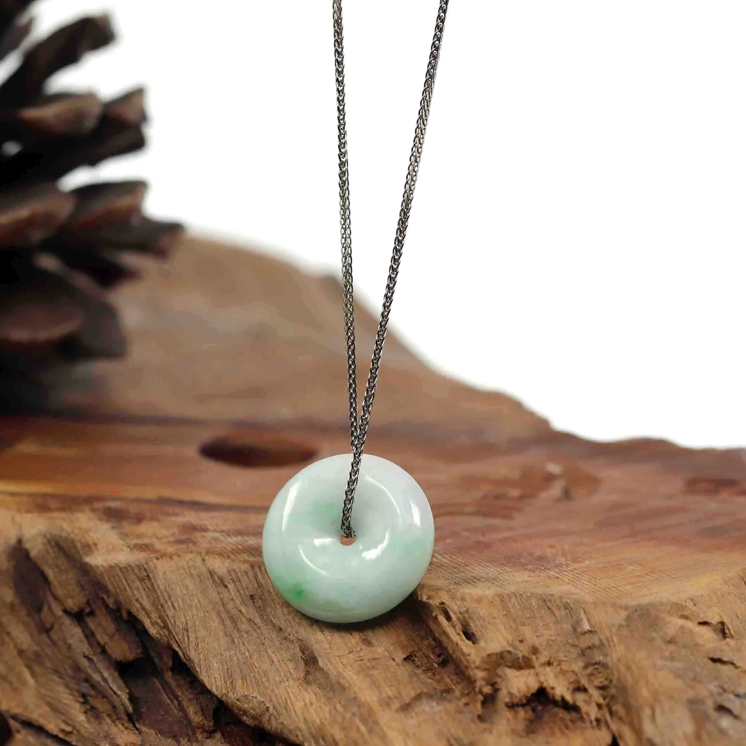 RealJade® Co. "Good Luck Button" Necklace Ice Green Jadeite Jade Pendant