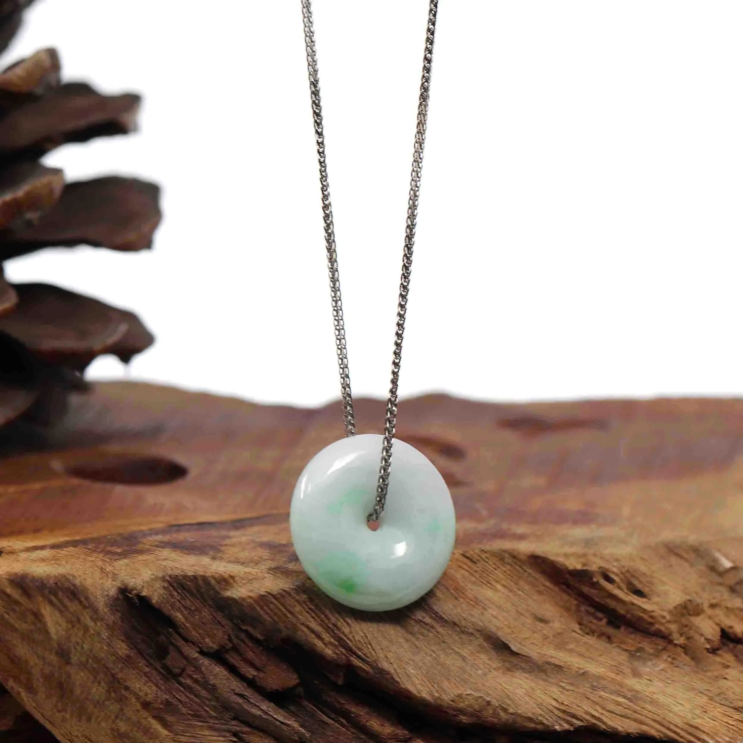 RealJade® Co. "Good Luck Button" Necklace Ice Green Jadeite Jade Pendant