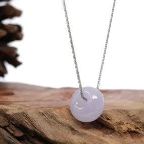 RealJade® Co. "Good Luck Button" Necklace Lavender Jadeite Jade Lucky Tong Tong Necklace