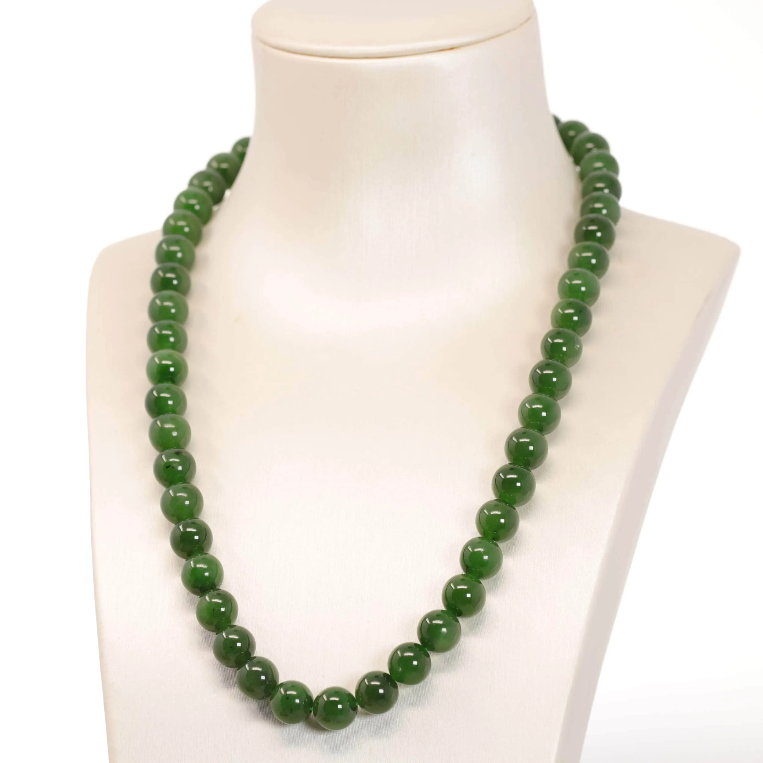 RealJade® Genuine Green Nephrite Jade Round Beads Necklace (8mm & 9.5mm)