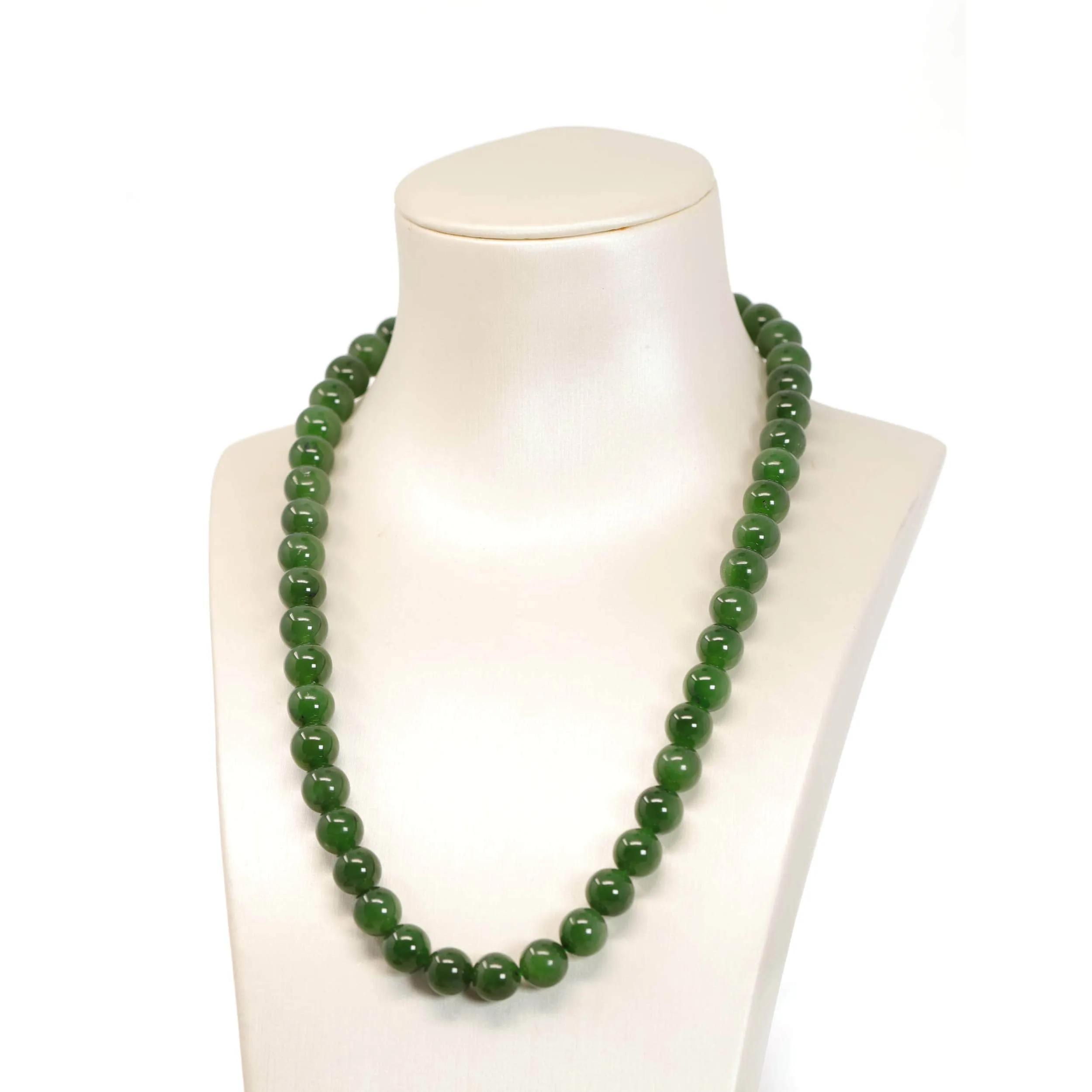 RealJade® Genuine Green Nephrite Jade Round Beads Necklace (8mm & 9.5mm)