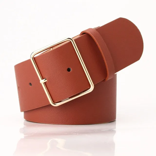 Rectangle Buckle PU Leather Fashion Belt