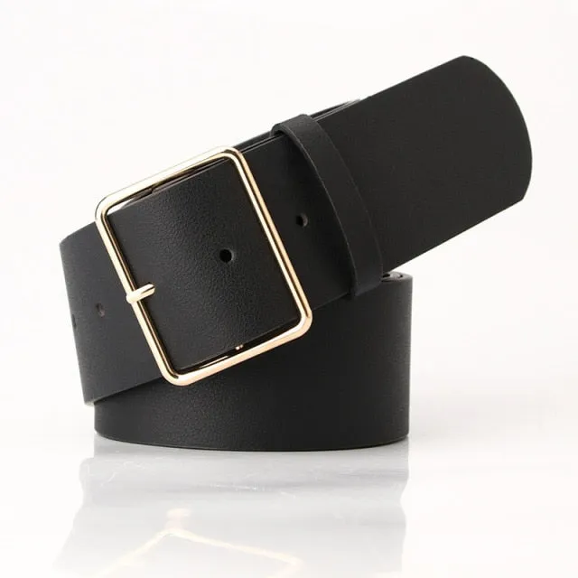 Rectangle Buckle PU Leather Fashion Belt