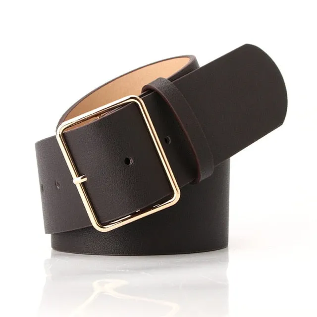 Rectangle Buckle PU Leather Fashion Belt