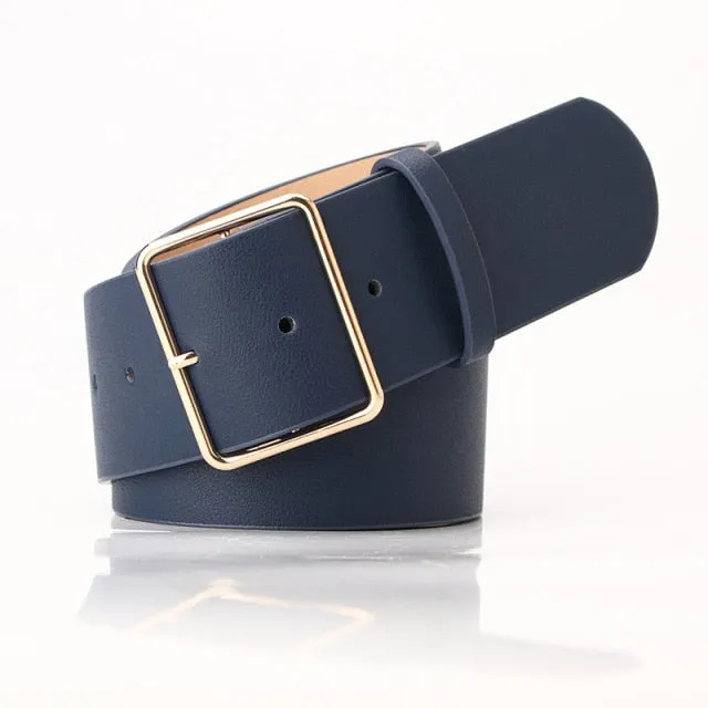 Rectangle Buckle PU Leather Fashion Belt