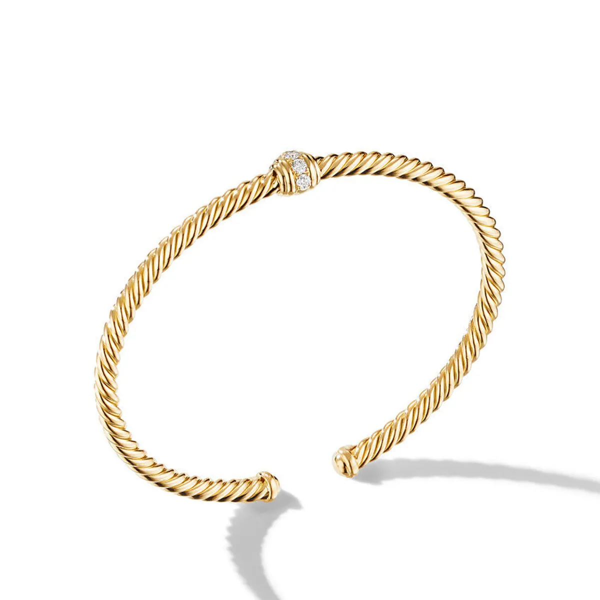 Renaissance Center Station Bracelet in 18K Yellow Gold with Pave Diamonds