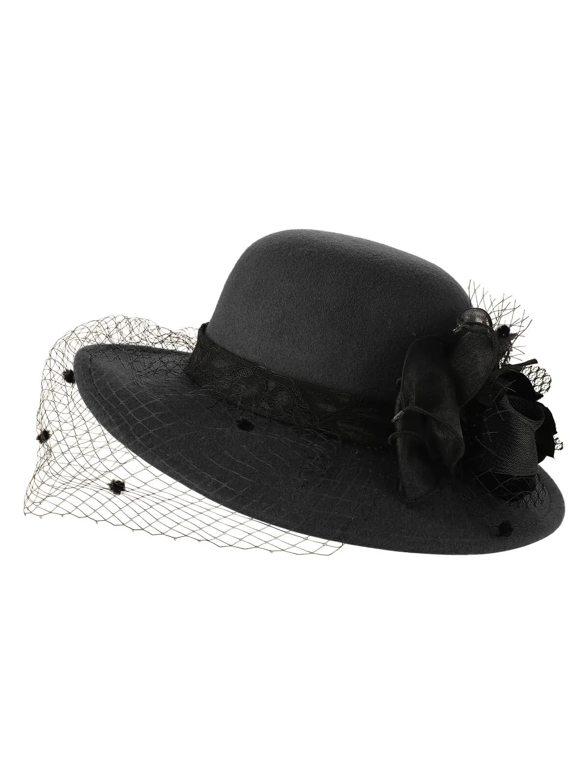 Retro Flower Net Round Top Hat