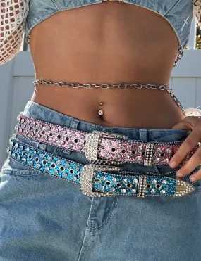 RHINESTONE COWGAL BELT - BLUE