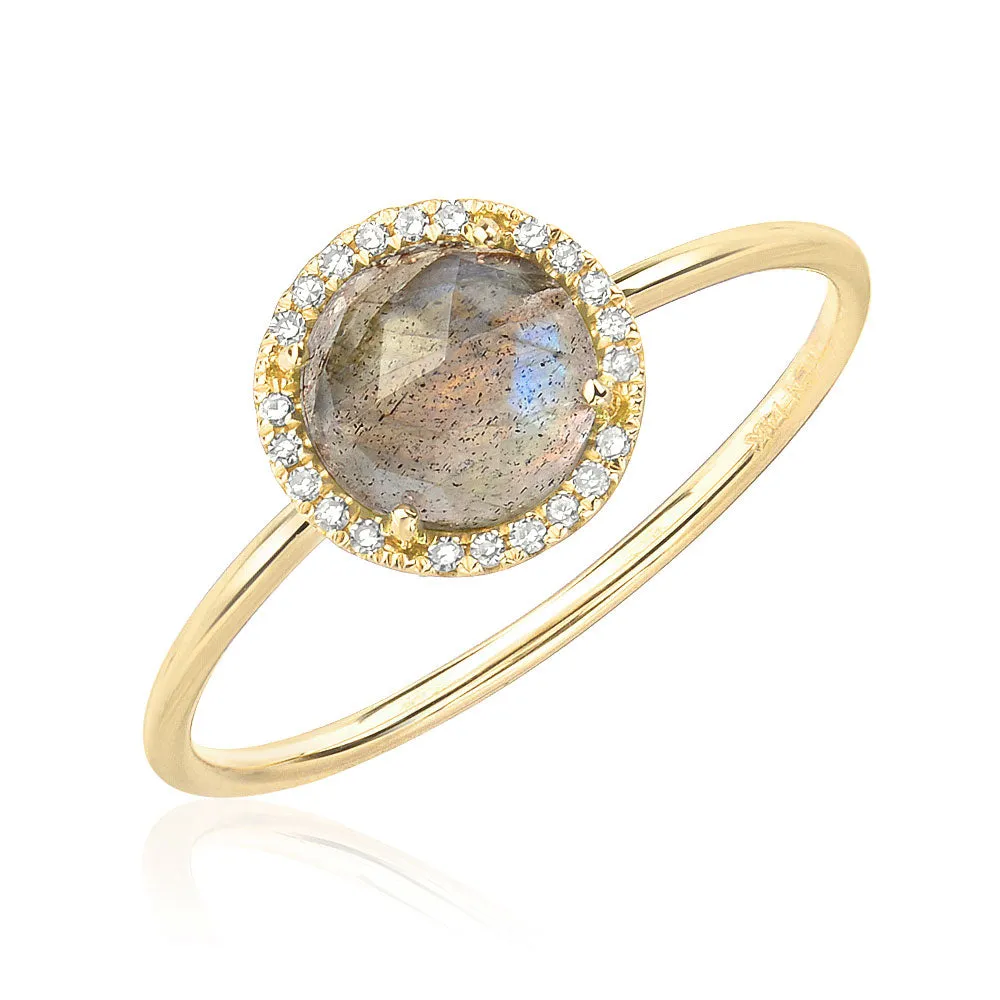 Rosie 6.0mm Labradorite and Diamond Ring