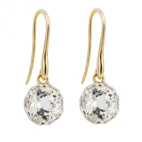 Round White Topaz 9ct Gold Drop Earrings GE1021C