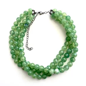 Sage Green Marbled Beaded Multi Strand Morgan Necklace