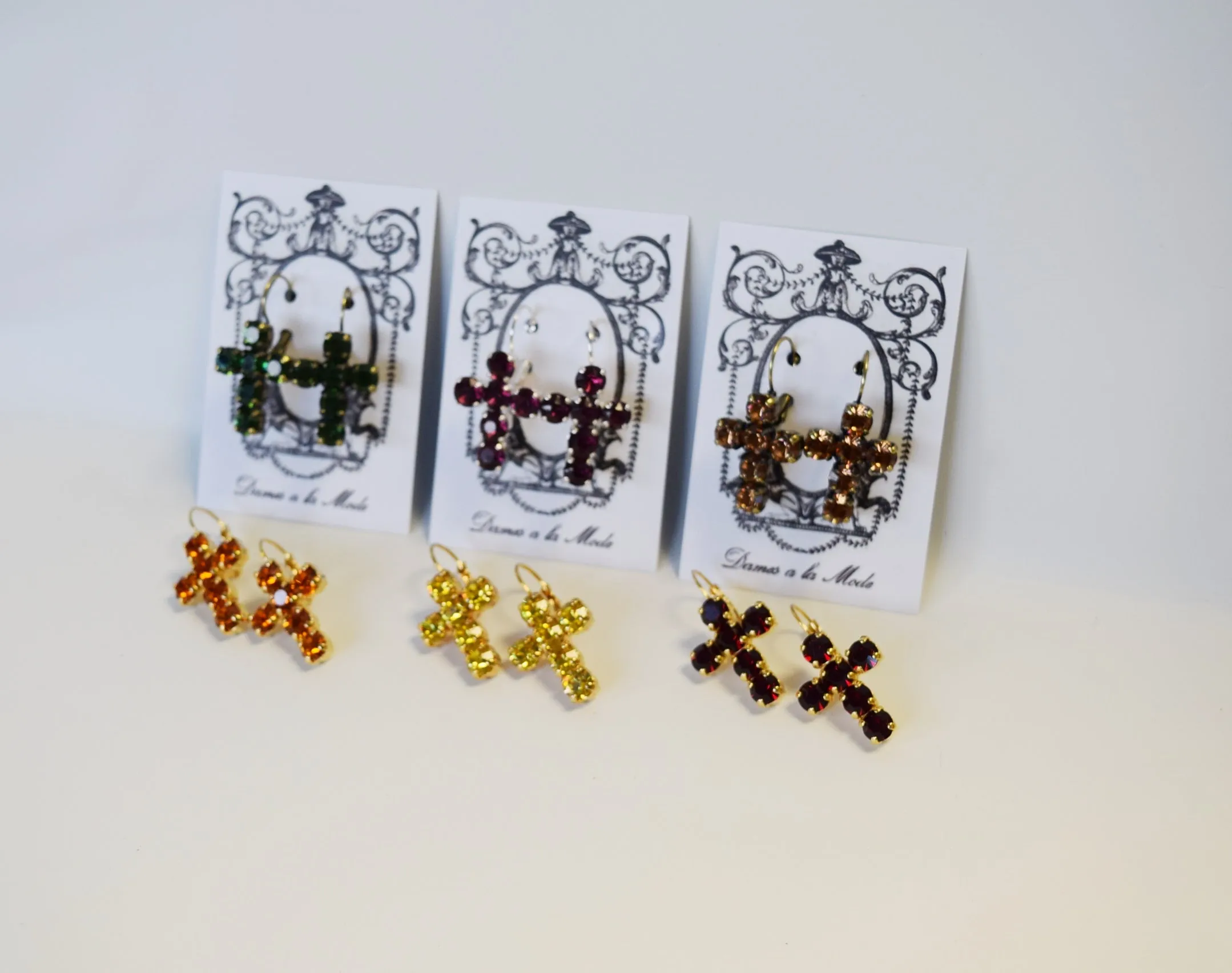 SALE! Crystal Cross Earrings