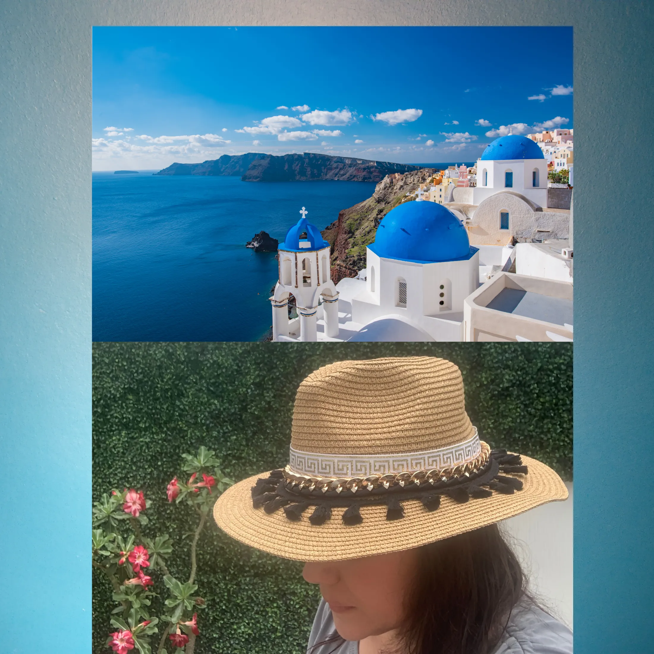 Santorini Straw Hat Handmade with tassels black