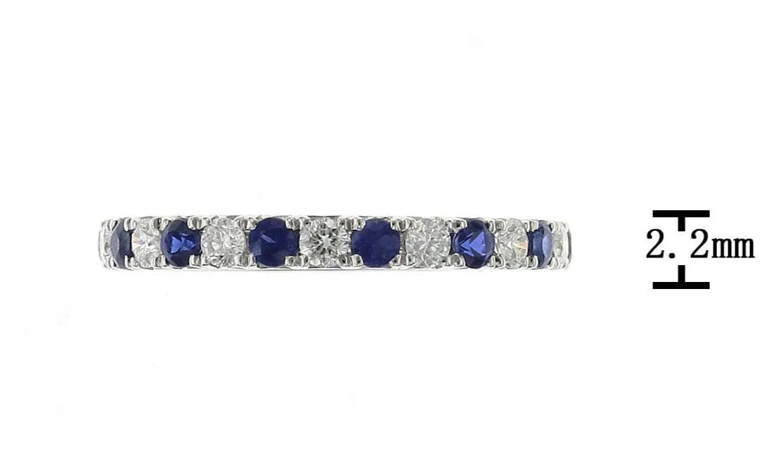 Sapphire & Diamond Alternating White Gold Eternity Stackable Band