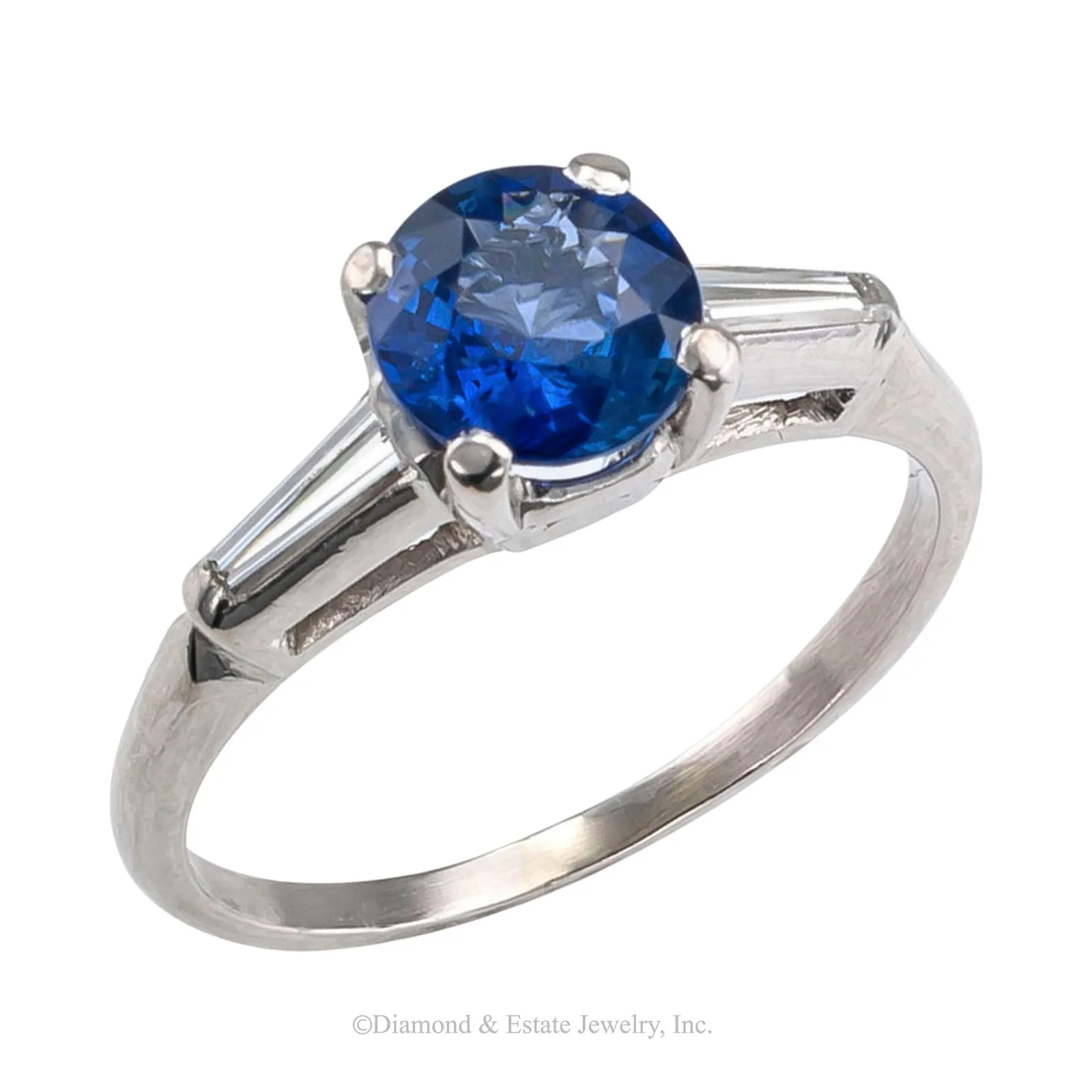 Sapphire Diamond Platinum Engagement Ring