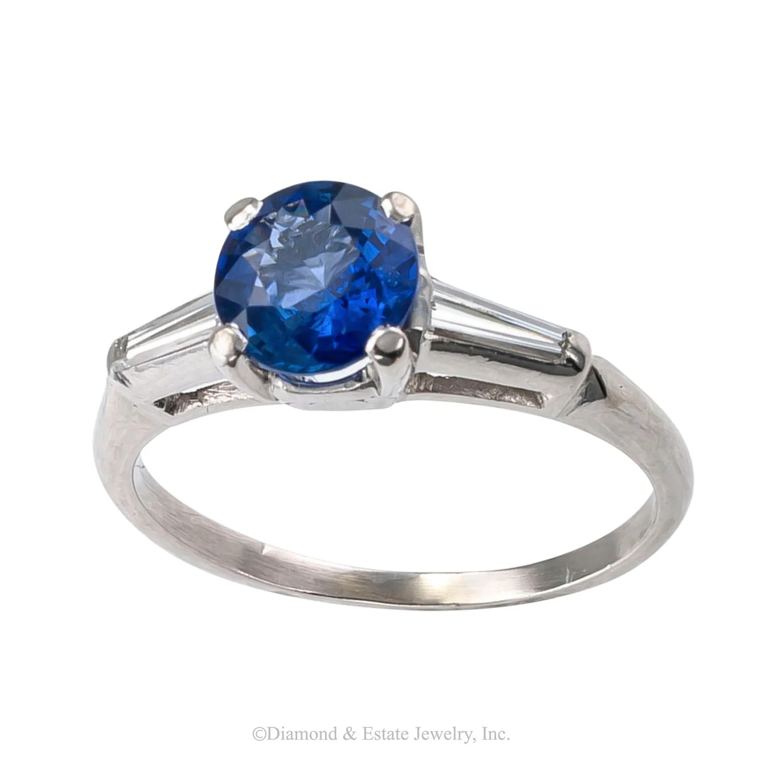 Sapphire Diamond Platinum Engagement Ring