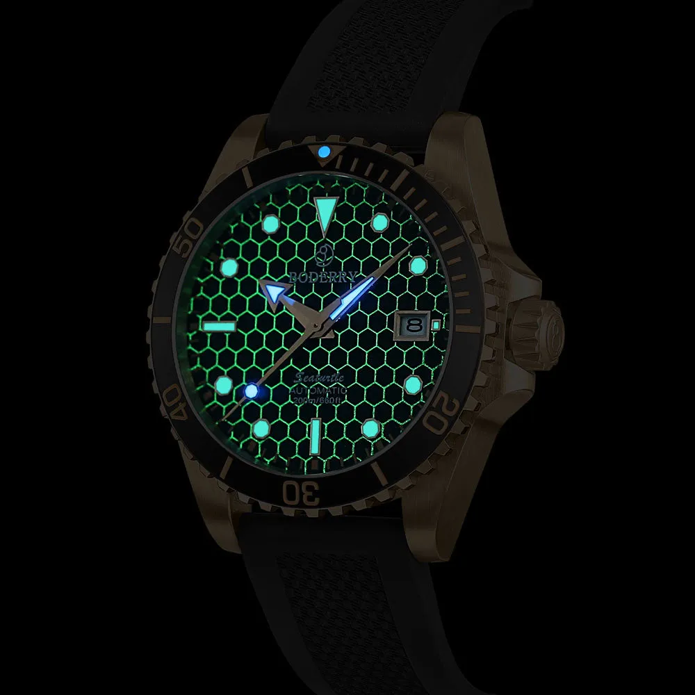 SEATURTLE.OCEAN(BRONZE) - Automatic Bronze Diver Watch | Black/FKM Rubber