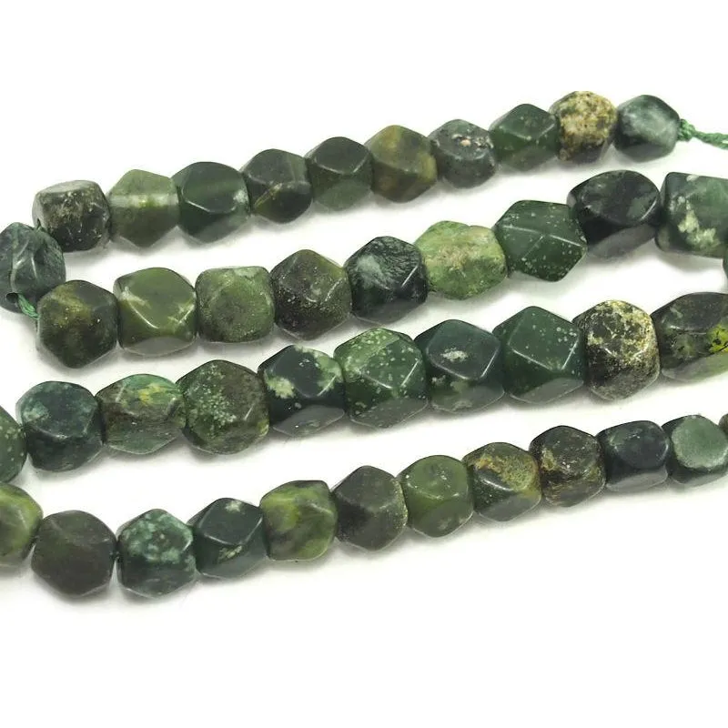 Serpentine (Afghan Jade) Faceted, Medium Size Strand