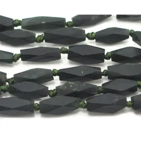 Serpentine (Afghan Jade) Matte Faceted Small Lozenge Bead Strand