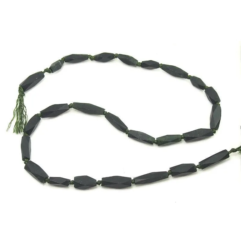 Serpentine (Afghan Jade) Matte Faceted Small Lozenge Bead Strand