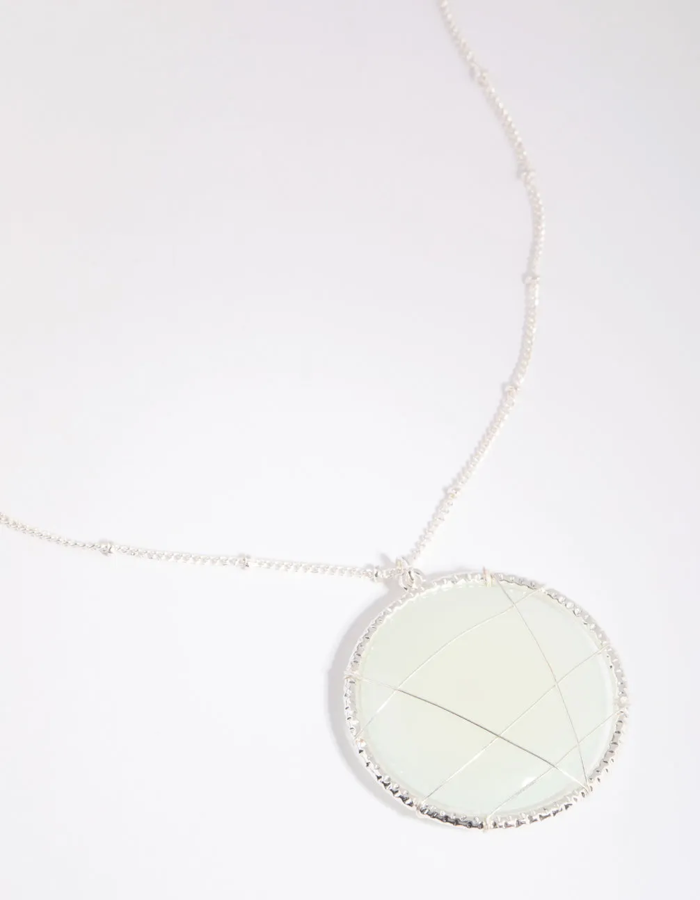 Silver Light Jade Long Necklace